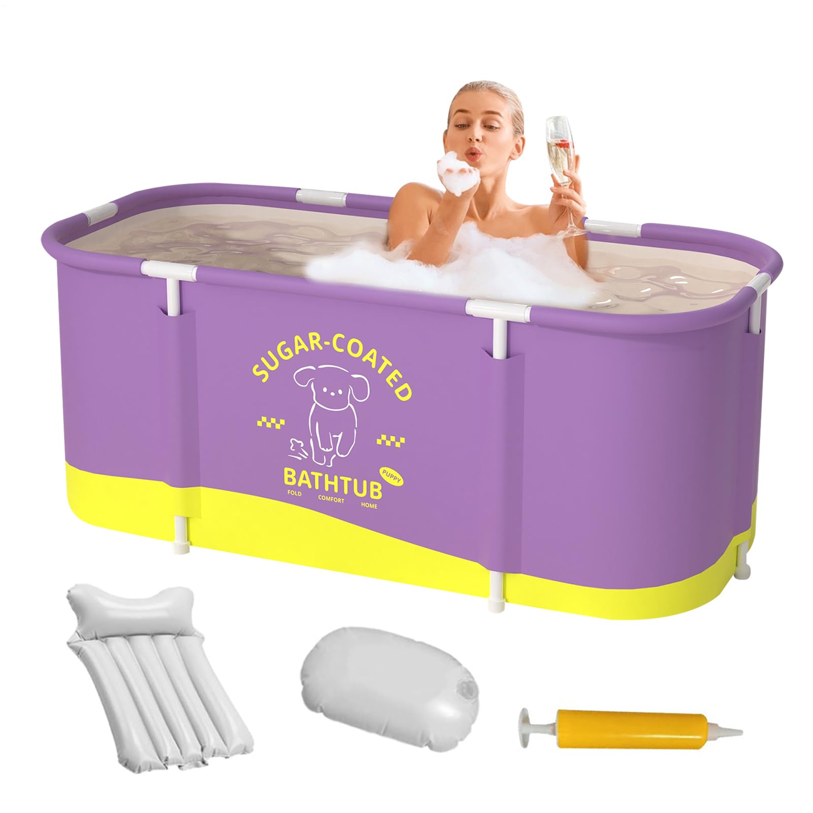 Portable Renforcée Grand Format Pliable | Bac froid 115x60x50 cm Pour Douche, Été, Piscine, Maison, Camping, Extérieur, Jardin
