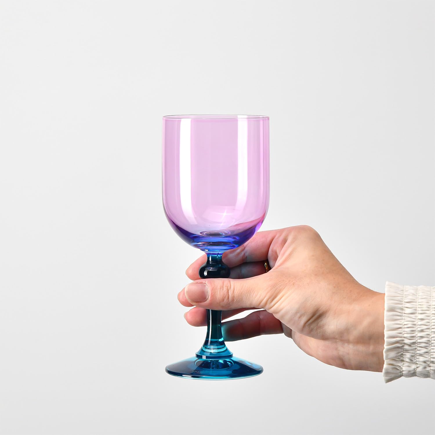 Krosno – Farbige Gläser für Rot- und Weißwein, Mocktails, Wasser – 2 x 300 ml – Kollektion Bubble – Rosa-Orange – Bleifreikristall – Handbemalt