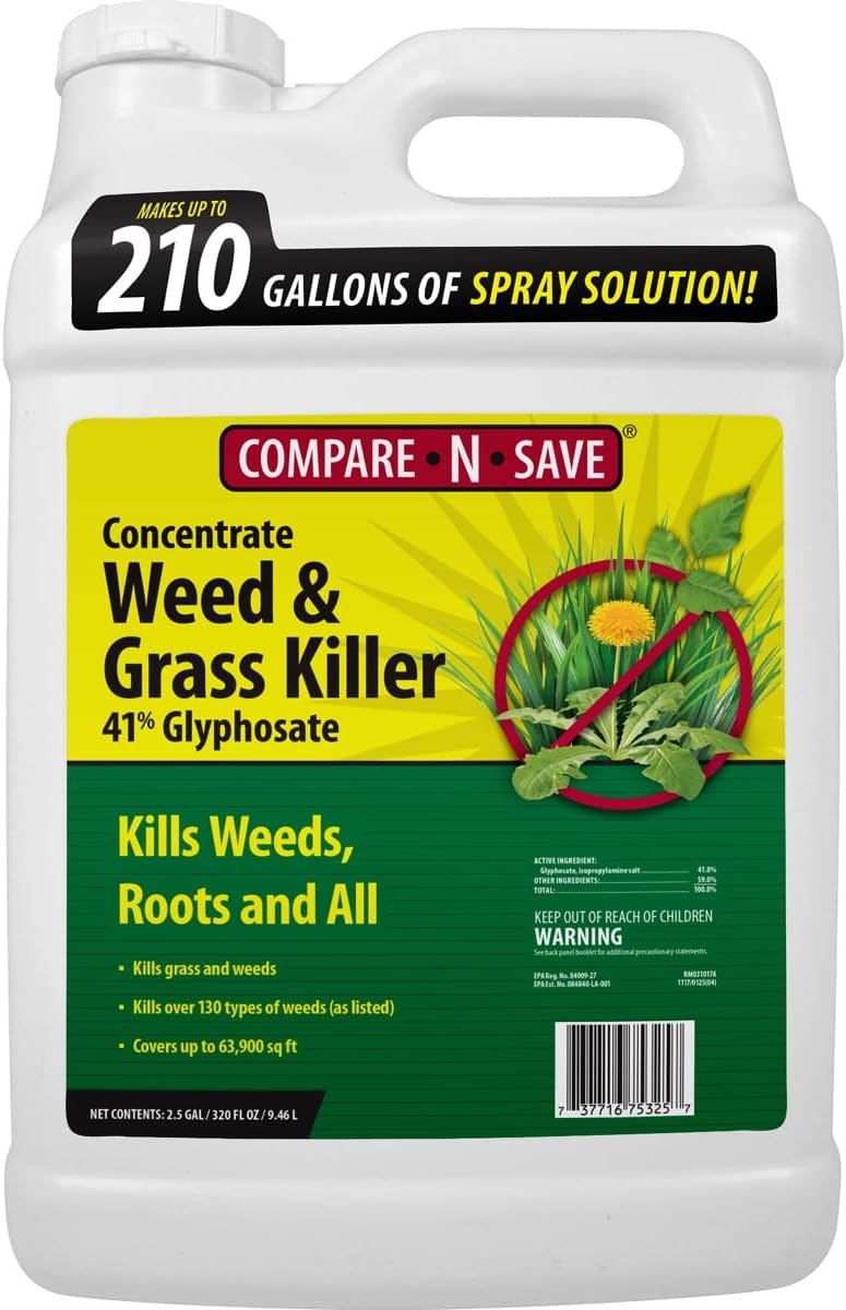 Compare-N-Save Glyphosate Concentrate Grass & Weed Killer Herbicide, 2.5-Gallon