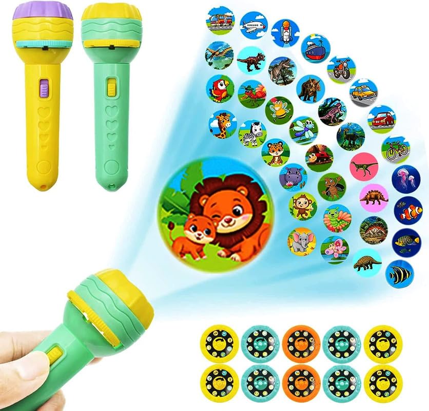 BELLABOTA Mini Slide Projector Flashlight Torch with 24 Pattern Slide Flashlight Lamp Education Learning Night Light Before Going to Bed for Kids (Multicolor)-image-12