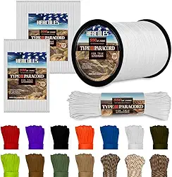 HERCULES Tipo Iii Paracord 550 Paracord Corda De Paraquedas, 50' Paracord Branco Para Paracord De Sobrevivência, Corda De Sobrevivência