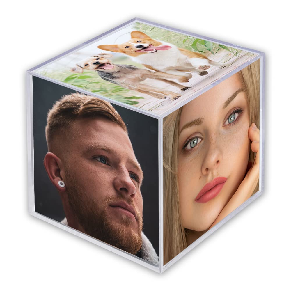 Dekopix Cubo Marco Fotos Personalizado con Tus fotografías. Regalos Personalizados Originales. Fotos 8,5x8,5 cm