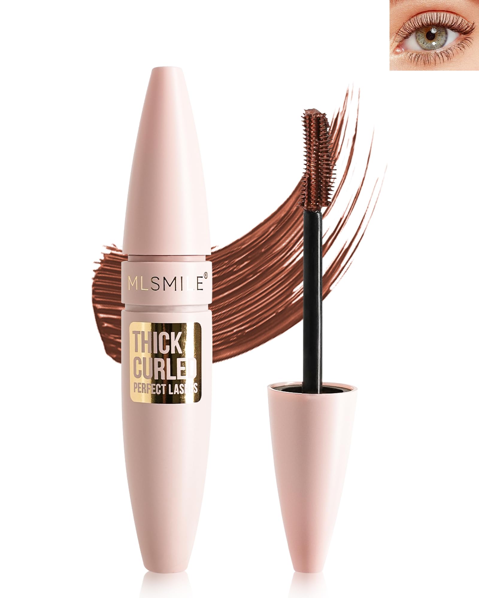 Brown Waterproof Mascara, Lashes Extension Mascara with Dual-Sided Brush, Great for Lengthening and Volumizing Eyelashes, No Clumping Tube Máscara