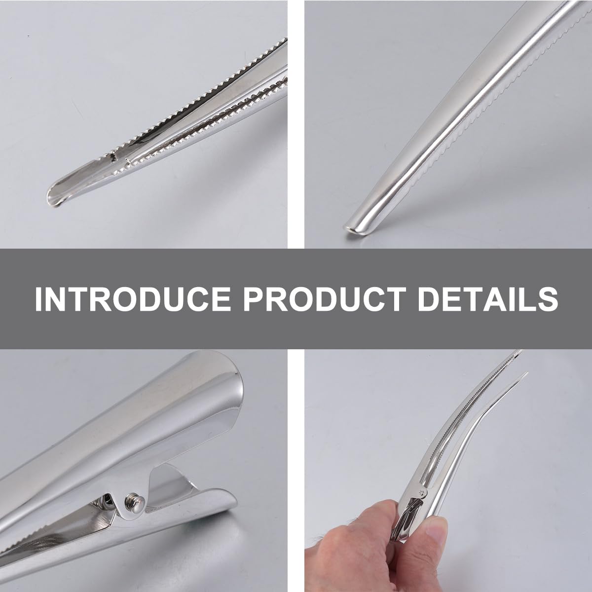 12pezzi Mollette Alligator per Capelli Grandi in Argento con Denti Antiscivolo Pinze per Styling Professionale e Acconciature Stabili per Parrucchieri e Uso Quotidiano