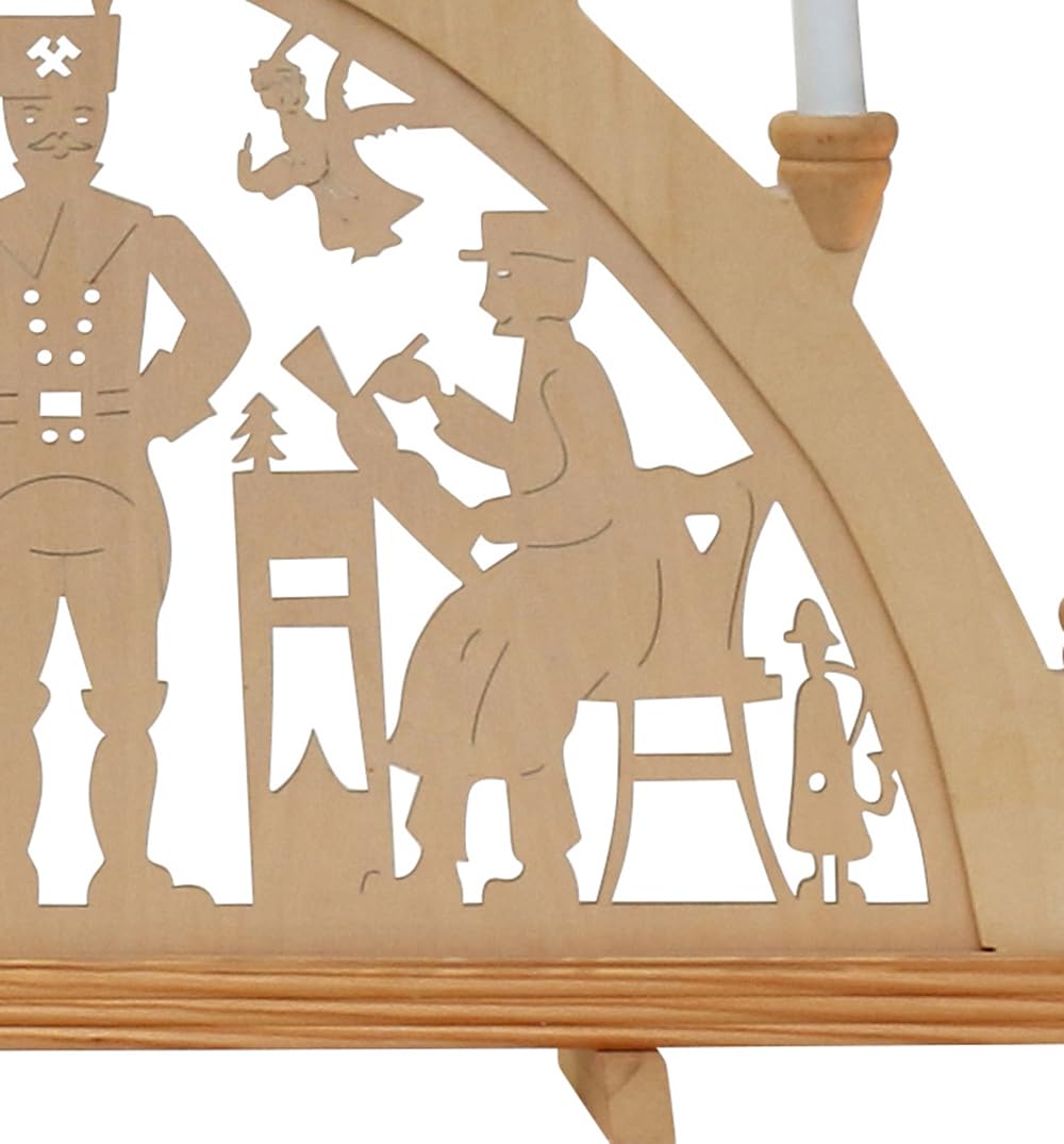 Wichtelstube-Kollektion Holz Schwibbogen Lichterbogen Bergleute in Seiffen XL 58cm Schwippbogen Weihnachten Weihnachtsbogen Schwibbogen Weihnachten 7 Kerzen 230V Anschluss
