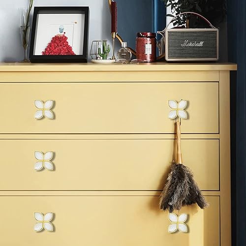 Miniatura 6 de 6 pomos de pétalos dorados para gabinetes de cómodas, pomos decorativos de trébol de cuatro hojas, manija para cajones de puertas y armarios,
