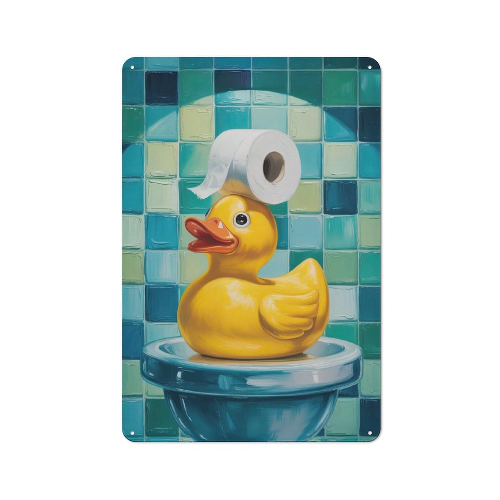 Junmoney Quacky Crown – Toilet Paper Royalty On A Chee Rustic Tin Wall Plaque 30X20cm Featuring Ry Duck For Pub Or Café, A Decorative Christmas Gift For Café Interior Fans