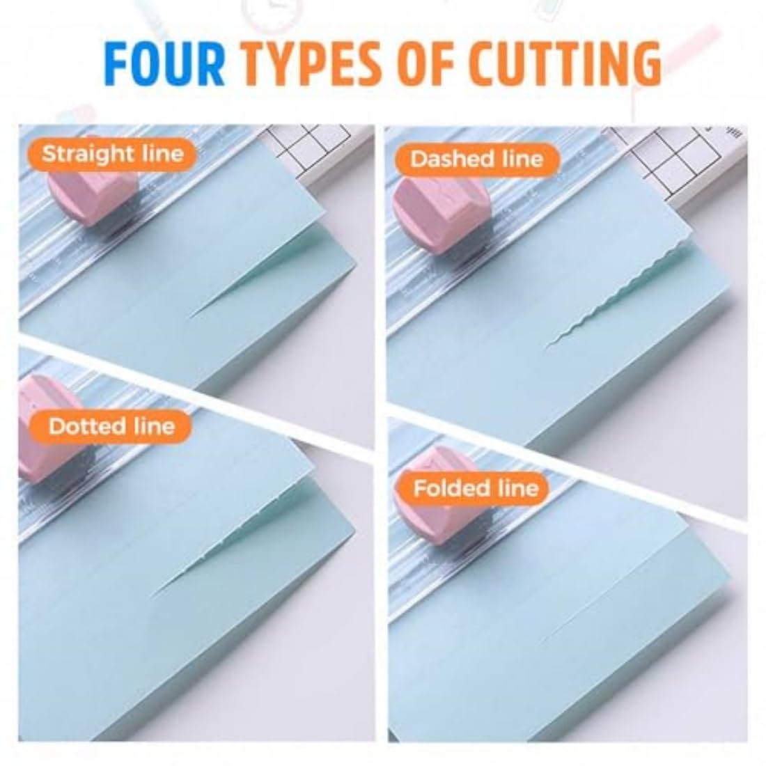 Taglierina per carta 4 in 1, taglierina rotativa 4 in 1, taglierina per carta con diverse lame, multifunzione bidirezionale (set5)