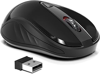 OKIMO Wireless Mouse for Laptop Computer Mouse with USB Receiver 2.4GHz Optical Tracking Computer Cordless Mouse Ergonomic Portable Mouse for PC Mac Laptop Chromebook (Black)