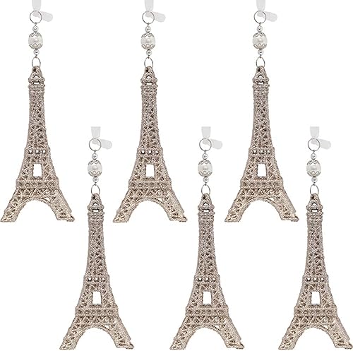 Kimura's Cabin Adornos de Navidad, 6 piezas de la Torre Eiffel, decoración para árbol de Navidad, para decoración del hogar, fiesta, boda (torre