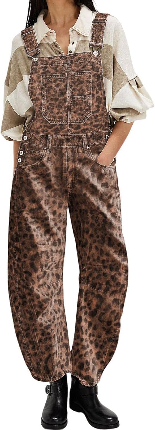 yoeasy Overol de mezclilla para mujer con pernera ancha y tirantes ajustables, pantalones elásticos Y2K