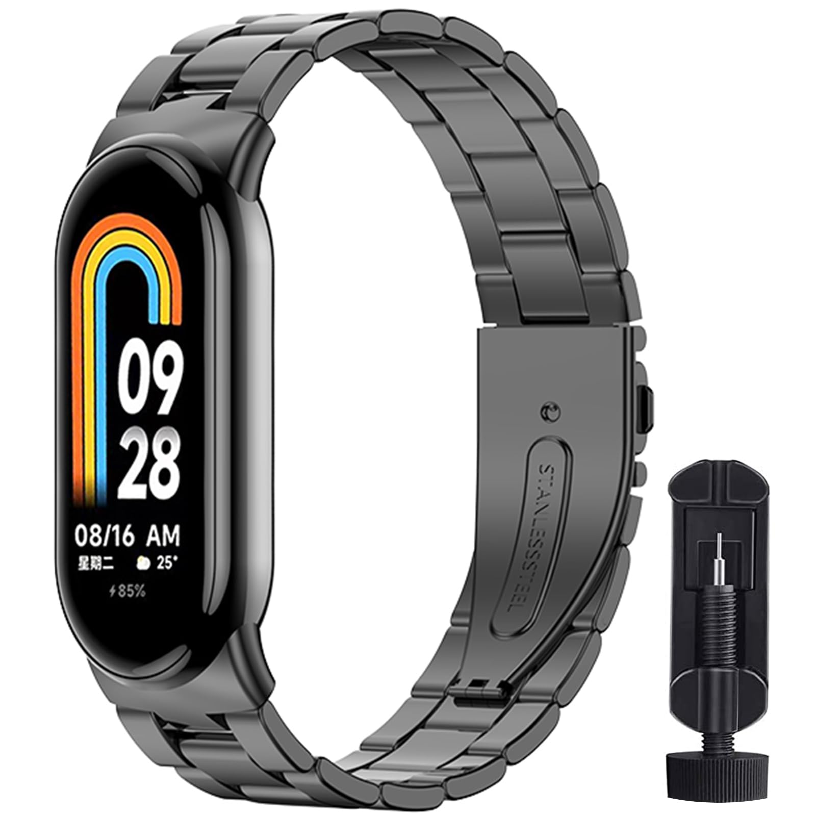 BANGTING Cinturino Acciaio Inossidabile Compatibile con Xiaomi Mi Band 10/9/8, Cinturini Metallo di Ricambio per Mi Band 9 Bracciale