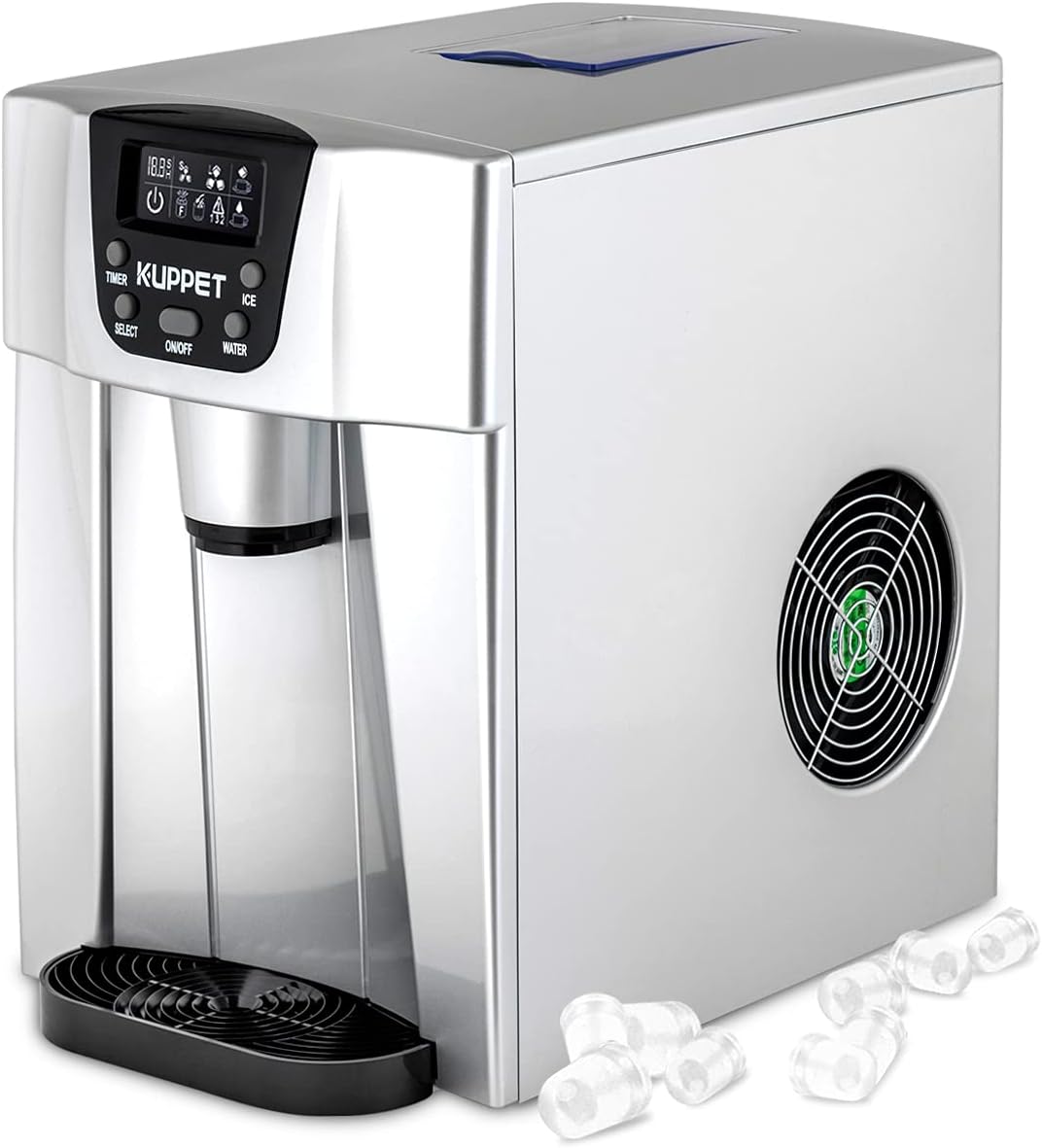 KUPPET 2 in 1 Countertop Ice Maker Water Dispenser, Ready in 6min, Produces 36 lbs