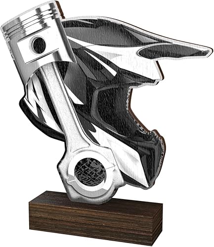 Miniatura 3 de Trophy Monster ' Motocross Piston 516 Grueso Escultura Madera Trofeo Premios ECO Friendly  Grabado y entrega gratis  5 tamaños 4 colores