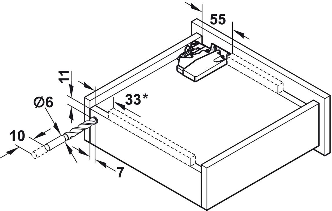 Gedotec Guide per cassetti con estrazione totale da 600 mm e ammortizzazione Blumotion, con sistema Blum Tandem 560H6000B, portata:40 kg, estrazione di cassetti soft-closing conattacchi