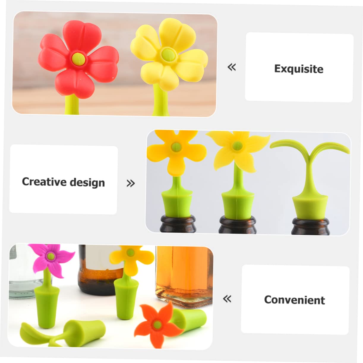 Tapones para Botellas De Vino Silicona con Diseño De Selladores Reutilizables Herméticos para Uso Hogar Y Fiesta 6 Piezas X 5