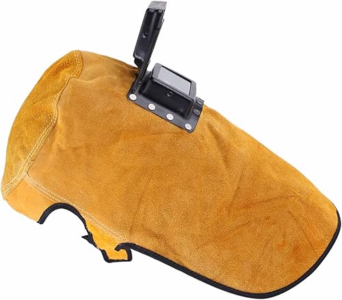 Miniatura 6 de Máscara de soldadura de cuero, casco transpirable de calor de soldadura de visión grande con lente, para soldadura por arco soldador máscara de
