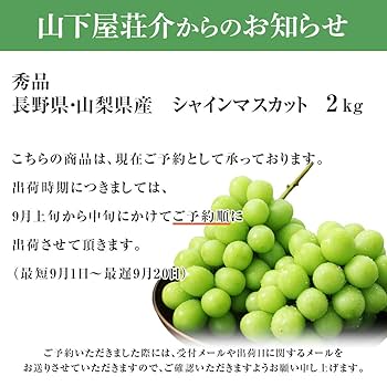 Amazon.co.jp: 山下屋荘介 長野産 蔵出しシャインマスカット 秀
