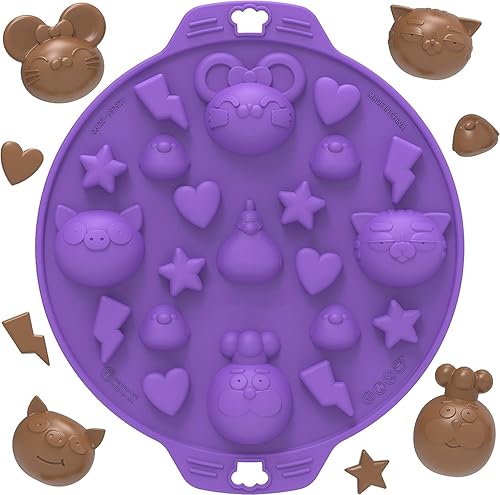Miniatura 2 de Chefclub Network Molde de chocolate para niños, silicona antiadherente para fácil liberación, dulces, chocolates, cubitos de hielo, apto para
