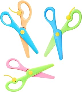 3Pcs Children Safety Scissors Set,Preschool Training Scissors Art Craft Child-Safe Scissor,Kids Plastic Playdough Scissors Childrens Toddler Handmade Art Craft Scissors for DIY Crafts,Scrapbooking