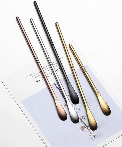 Miniatura 3 de AIIIGOU - Palitos agitadores de café – Palitos agitadores de acero inoxidable, cucharas de cóctel, cucharas de té con mango largo con 4 colores