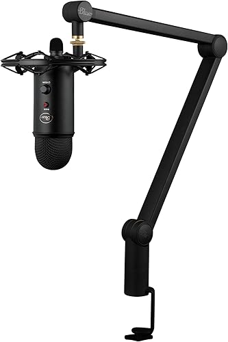 Blue Microphones Blue Yeticaster - Paquete de transmisión profesional con micrófono USB Yeti, soporte de choque Radius III y brazo de brazo de