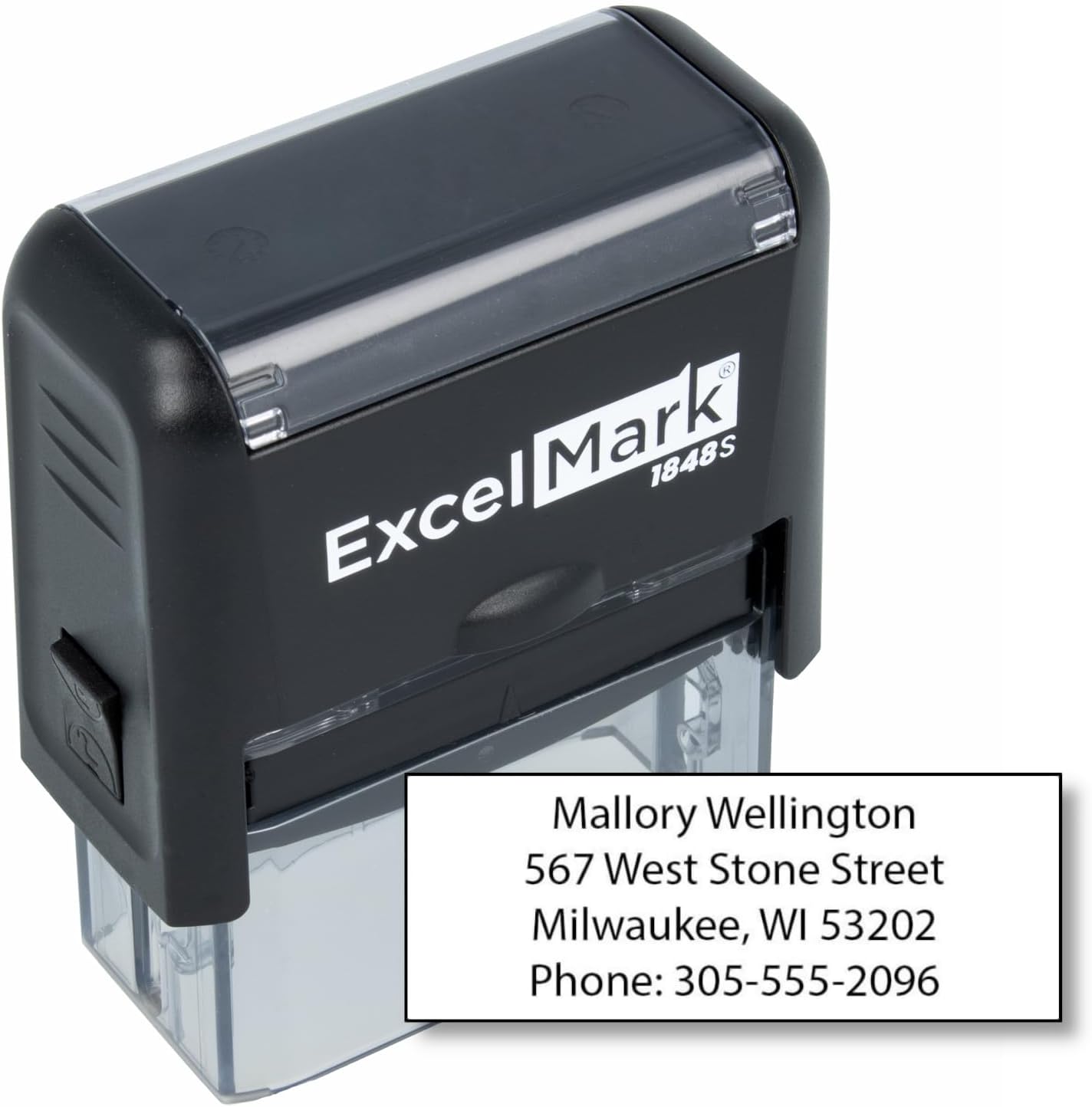 ExcelMark Custom Self Inking Rubber Stamp - Home or Office (A1848-4 Lines)