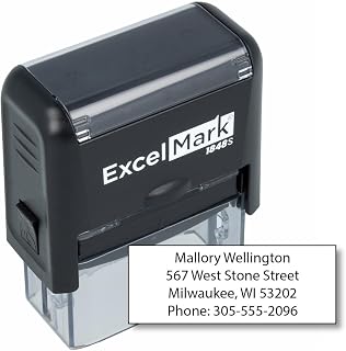 ExcelMark Custom Self Inking Rubber Stamp - Home or Office (A1848-4 Lines)