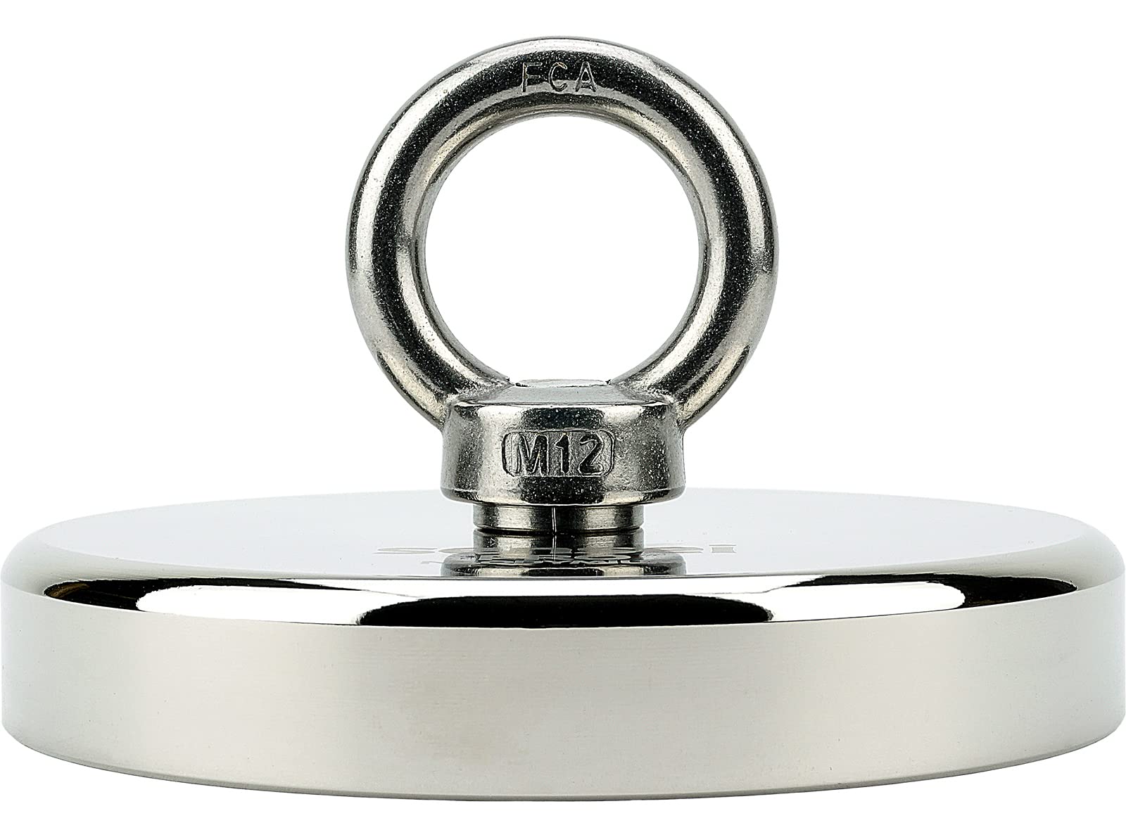 SENSEI® Magnete al Neodimio Potente – 600 kg di Forza, Ø 120 mm – Super Forte Calamita con Dado ad Occhiello da Pesca Magnetica, Uso Industriale, Casa, Officina e Sollevamento