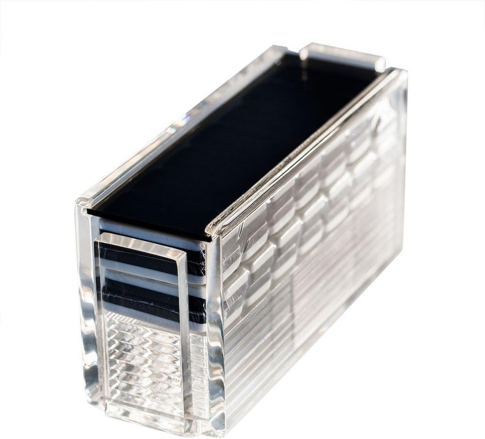 Modern Double Six Jumbo Dominoes Set with Racks, Premium Acrylic Dominos Set Game with 4 Acrylic Domino Trays for Easy Playing, Made in The USA Dominoes Set Double 6 (Black)