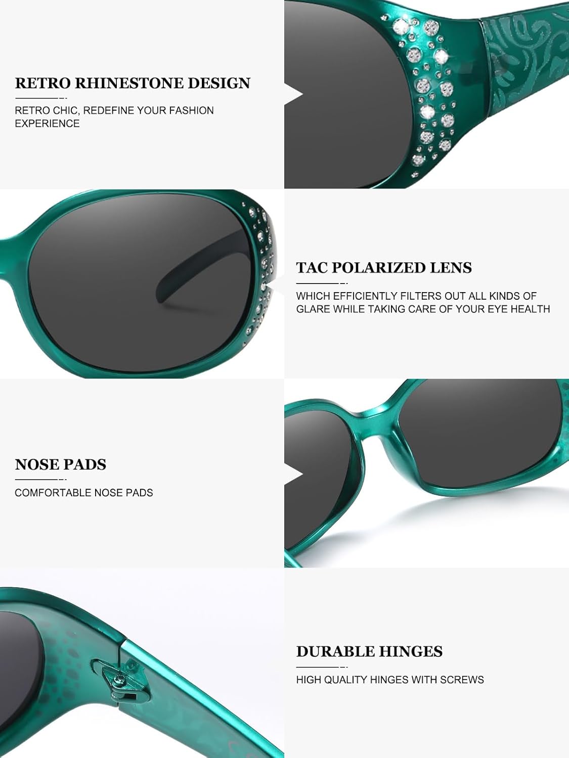Wzerry Polarized Sunglasses for Women, Rhinestone Wrap Around Sunglasses Trendy Bling Sunglasses UV400 Protection for Driving - Image 5