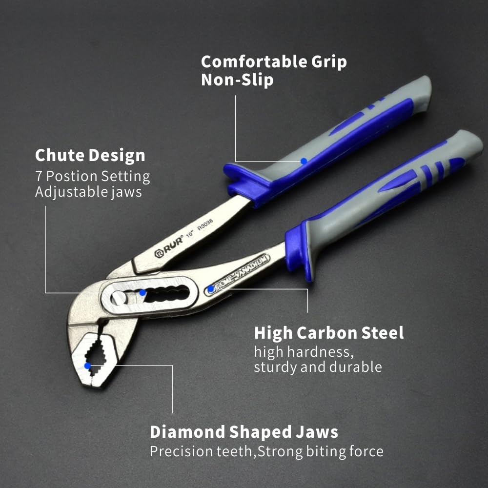 10-inch Tongue and Groove Pliers - Adjustable Plier,Quick Adjust&Release,V-Jaw Locks Pliers for Repairs,Gripping,Nuts,Pipes