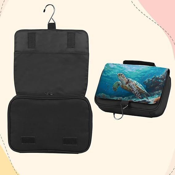 Toiletry Bag, Hanging Travel Bag for Toiletries, Makeup Cosmetic Bag Organizer, Carry-on Travel Accessories Essentials, Green Sea Turtle