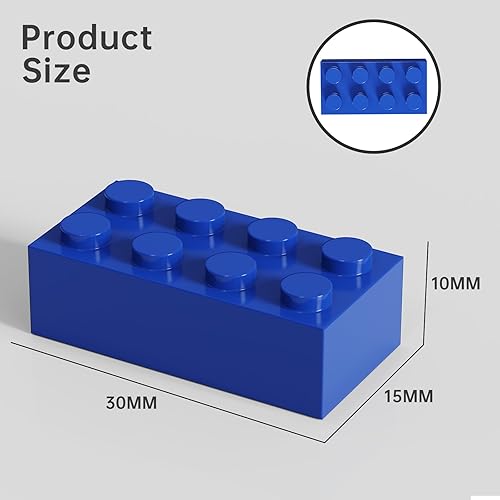 Miniatura 3 de Bloque de ladrillos clásico a granel de 2 x 4, 200 piezas de ladrillo de construcción azul, compatible con piezas y piezas Lego 3001, juego creativo