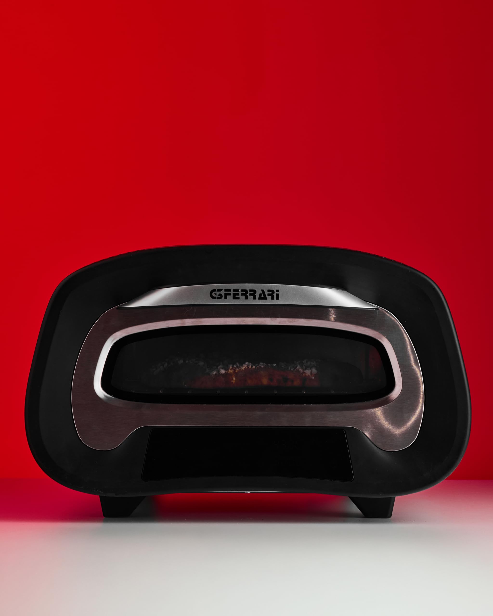 G3 Ferrari G10186 "Pronto Pizza 2 Minutos", 1700 W, Alcanza hasta 430°C, Paredes frías, Cocción en 2 minutos, Pantalla digital, 8 programas, Piedra refractaria, Accesorios y Recetario incluidos, Negro