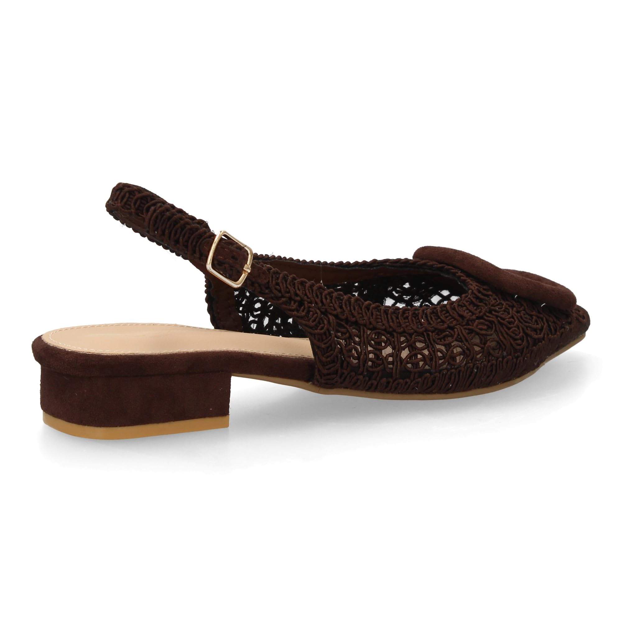shoes&blues.es Zapato Destalonado de Mujer con Tacon bajo, Diseno de Tejido aporta frescura y un Estilo Artesanal. Calzado Comodo, Ligero y Acolchado. Ideal para Primavera Verano.