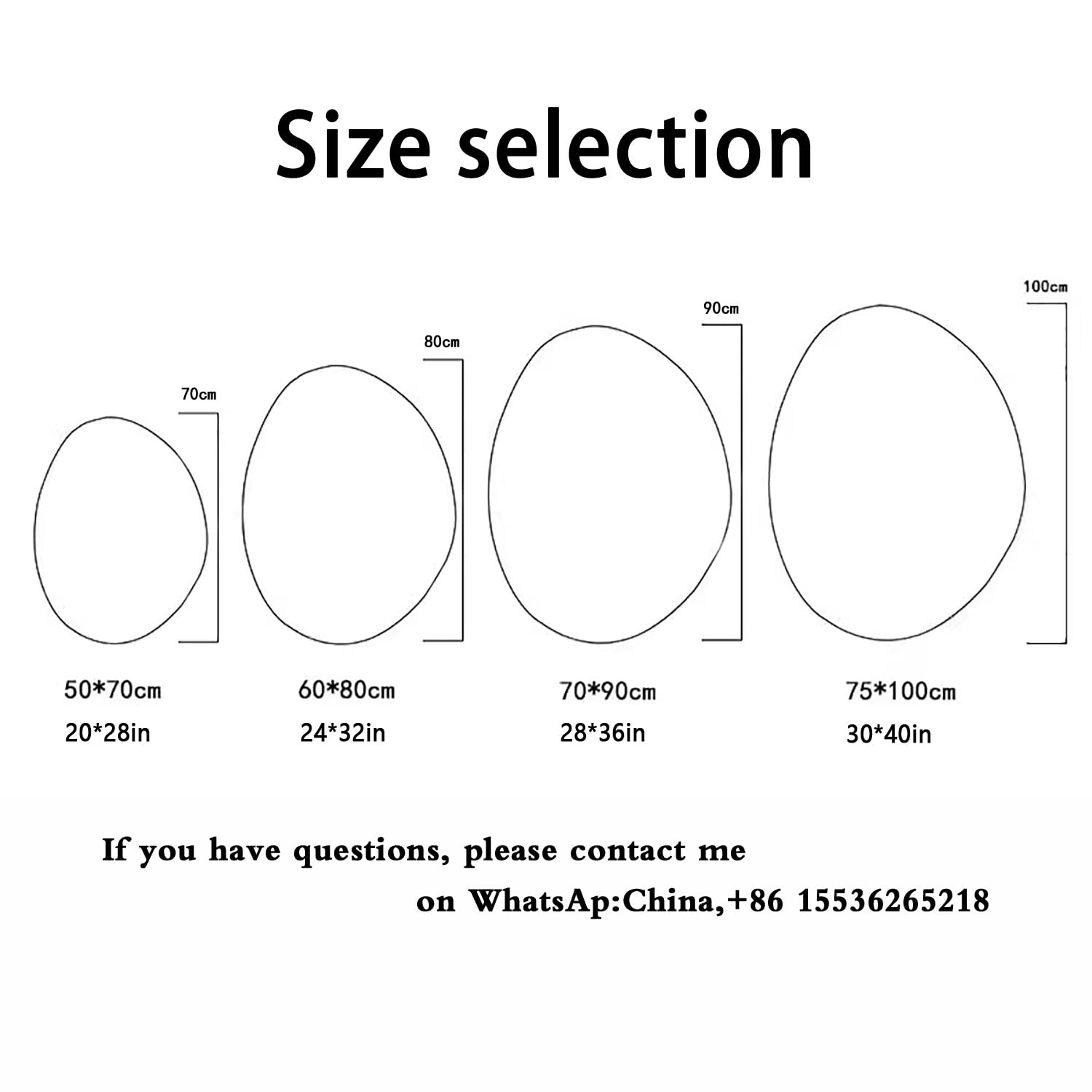 Specchio da Parete Moderno e Intelligente 28/32", LED dimmerabile, Forma Irregolare per Bagno con Luce Bianca/Neutra/Calda, antiappannamento, Decorazione Ovale Asimmetrica 36/40" (70x90 cm)