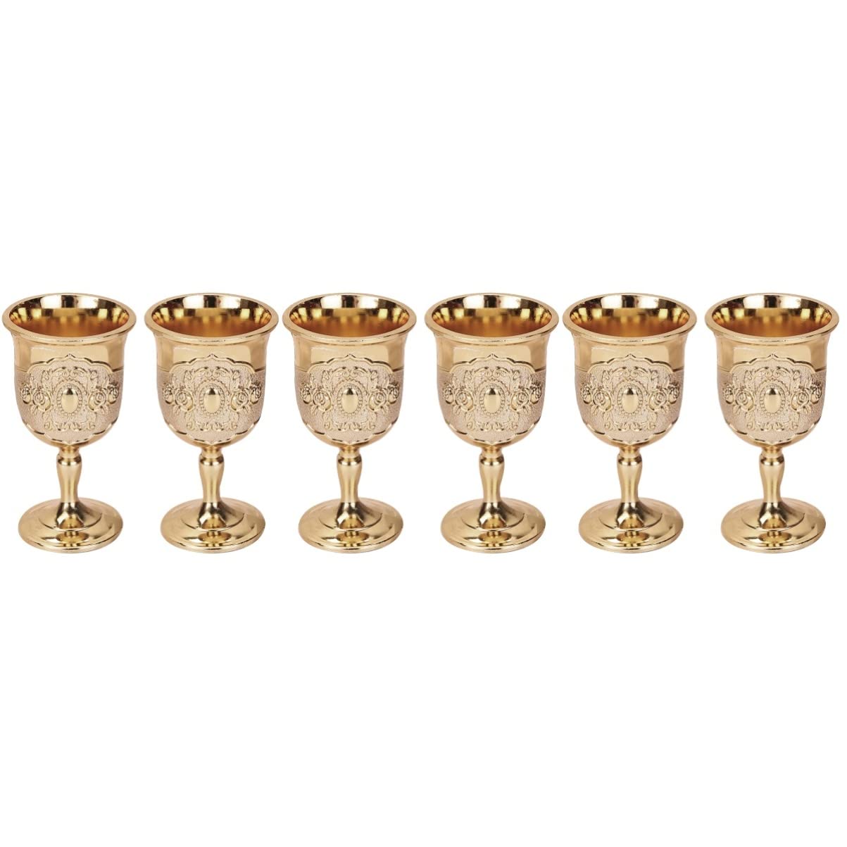 Zerodeko 6pezzi Calici Da Vino Retro Dorato Elegante Coppa Per Whisky e Vino Per Eventi e Decorazioni Di Festa Design Unico Per Ogni Occasione Bicchieri Decorativi Per Bar e Feste