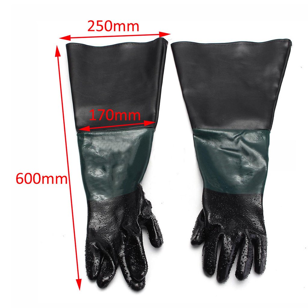 Hitze-/Feuerbeständige Handschuhe, Gartenhandschuhe, Arbeitshandschuhe, 2 Paar 60 cm/23,6 Zoll, robuste Arbeit for Sandstrahlen von Sandstrahlschränken (Farbe: wie beschrieben, Größe: Einheitsgröße)