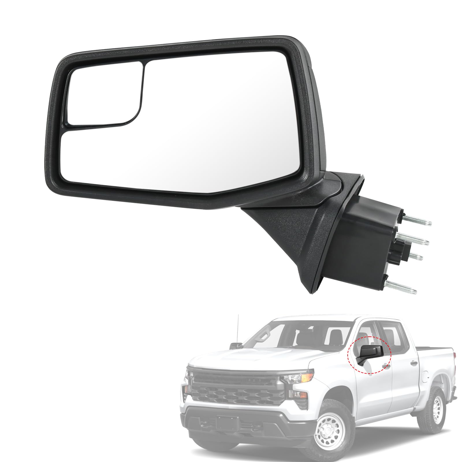 Door Mirror Left Driver Side Replacement For Chevy Silverado 1500 2019-2024