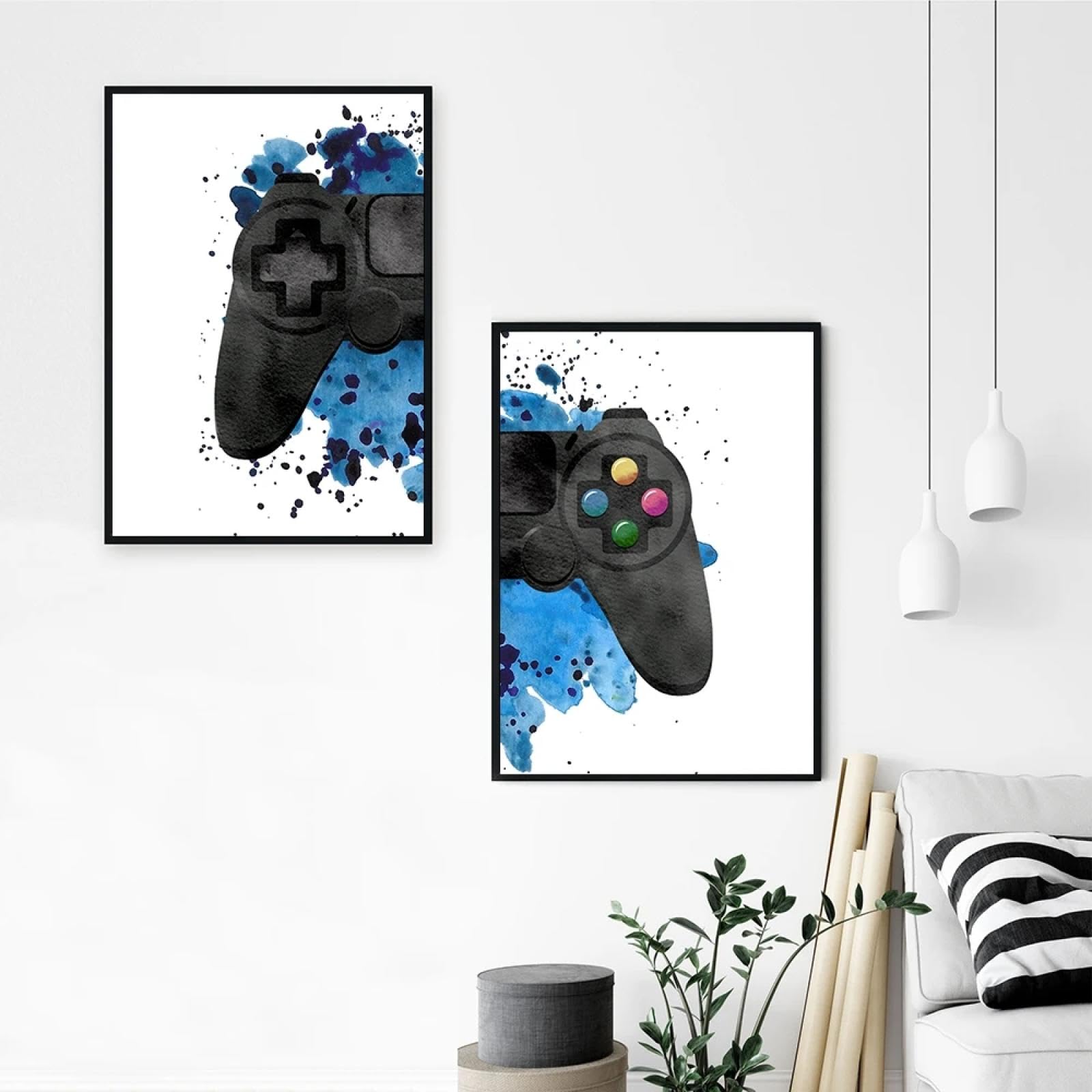 CHAOJIART Plakat do pokoju gracza dekoracja płótno obraz gra Playstation obrazy sztuka ścienna chłopcy sypialnia gra dekoracja dla dzieci 70 x 100 cm (71 x 99 cm) x 2 bez ramy