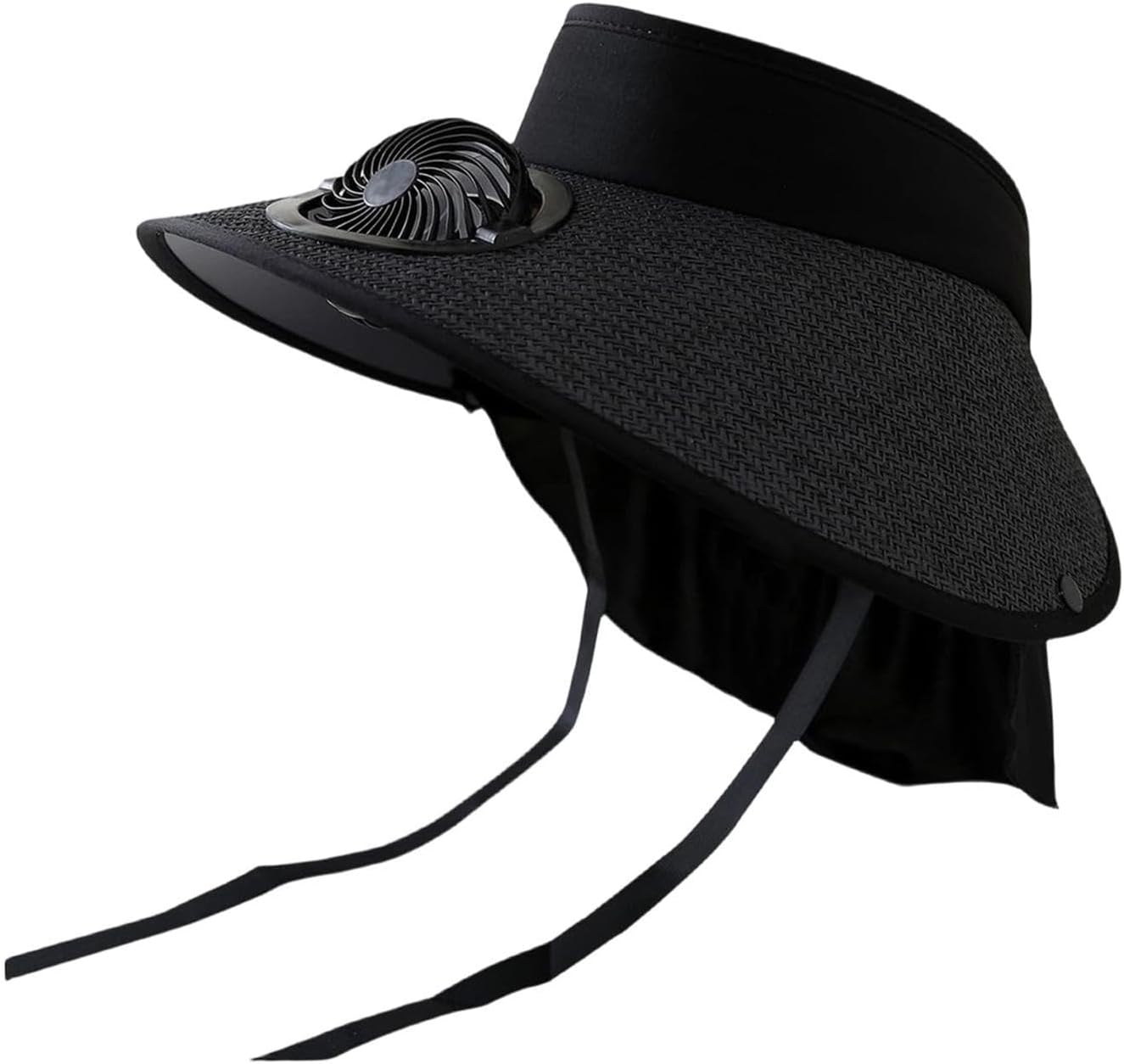 Hat with Fans Solar Power, Wide Brim Straw Sun Hats for Women UV Protection UPF 50+, Cooling Hats with Detachable Neck Flap