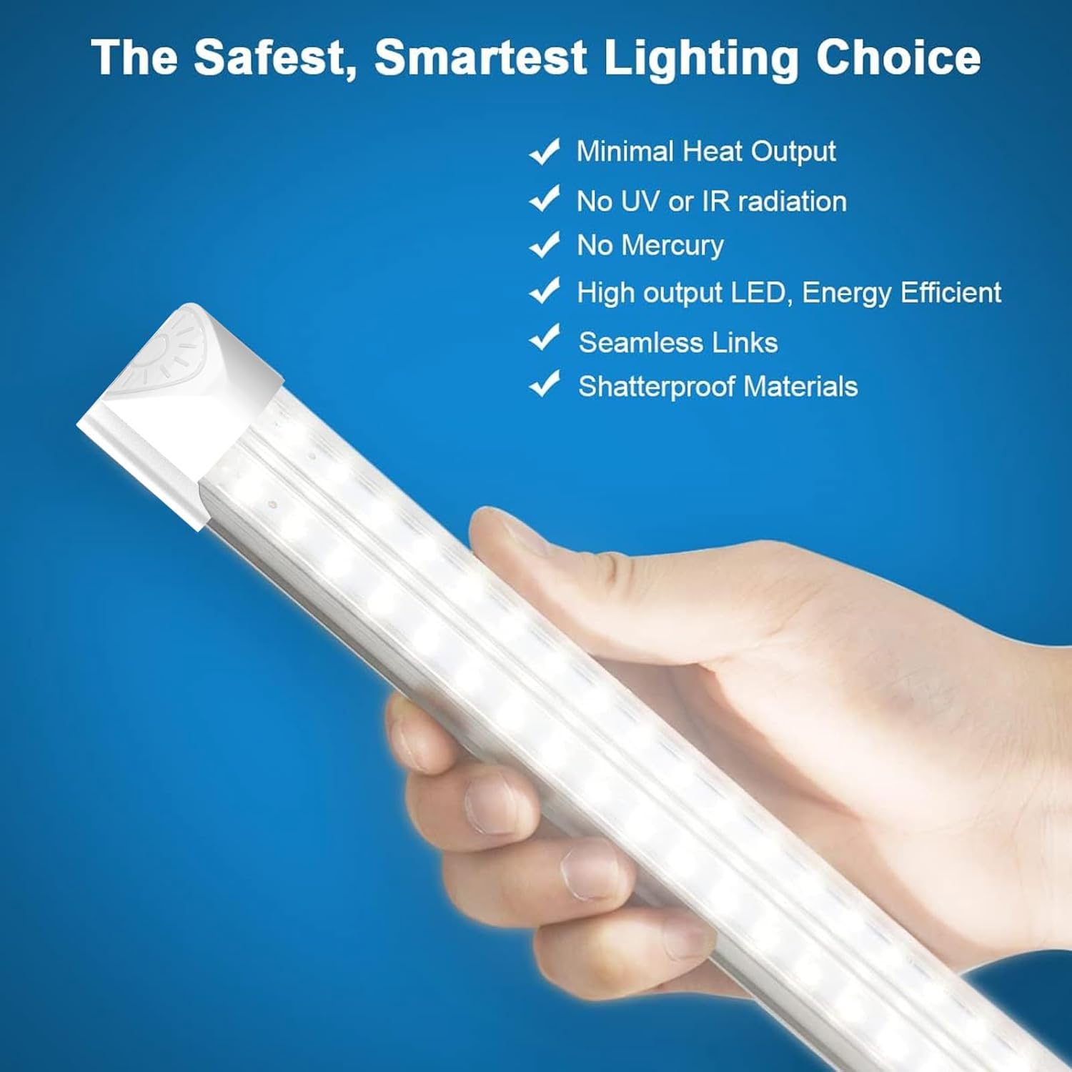 SHOPLED LED Shop Light 5FT, 50W 6500LM 6000K Cool White, V-Shape T8 Linkable LED Tube Lights, Work Shop Lights for Garage, Workbench, Basement, ETL Listed, 4 Pack