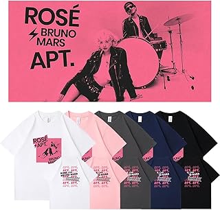 ロゼ TシャツROSÉ 半袖 シングル APT 周辺 夏服 丸首 上着 印象シャツ kpop記念シャツ 夏服 柔ら 快適 通気性 速乾 吸汗 ゆったりシャツ 日韓風 Kpop韓流グッズ 男女兼用 誕生日 プレゼント (7,M)