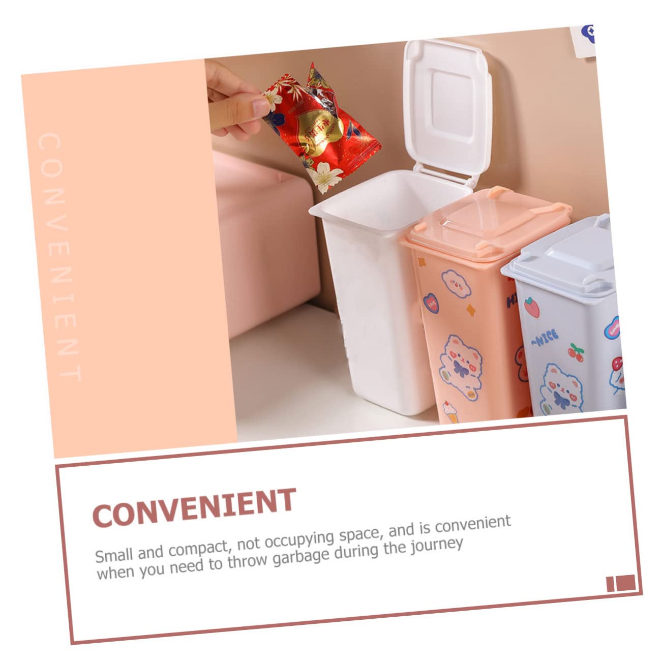 Lot De 4 Mini Poubelles De Bureau Avec Couvercle - Design Compact Et Rangement Malin - 2