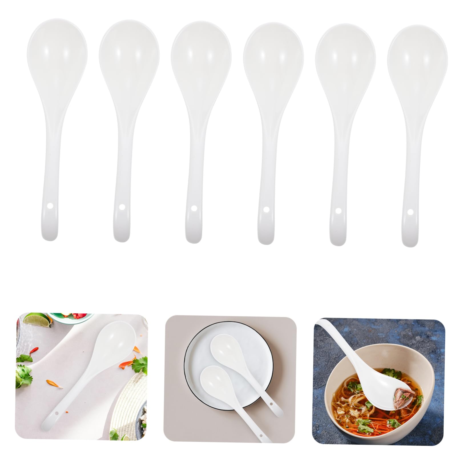 Zerodeko 6piezas Cucharas Soperas De Cerámica Hogar Resistentes y Ecológicas