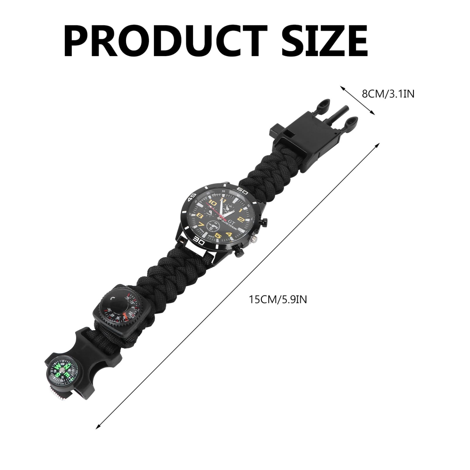 PACKOVE 3 Pezzi 3 1 Orologio Con Cinturino in Cordino Orologio Da Alpinismo 3 in 1 Con Bussola Da Esterno Orologi Da Corsa Della Bussola Cinghia Multifunzione