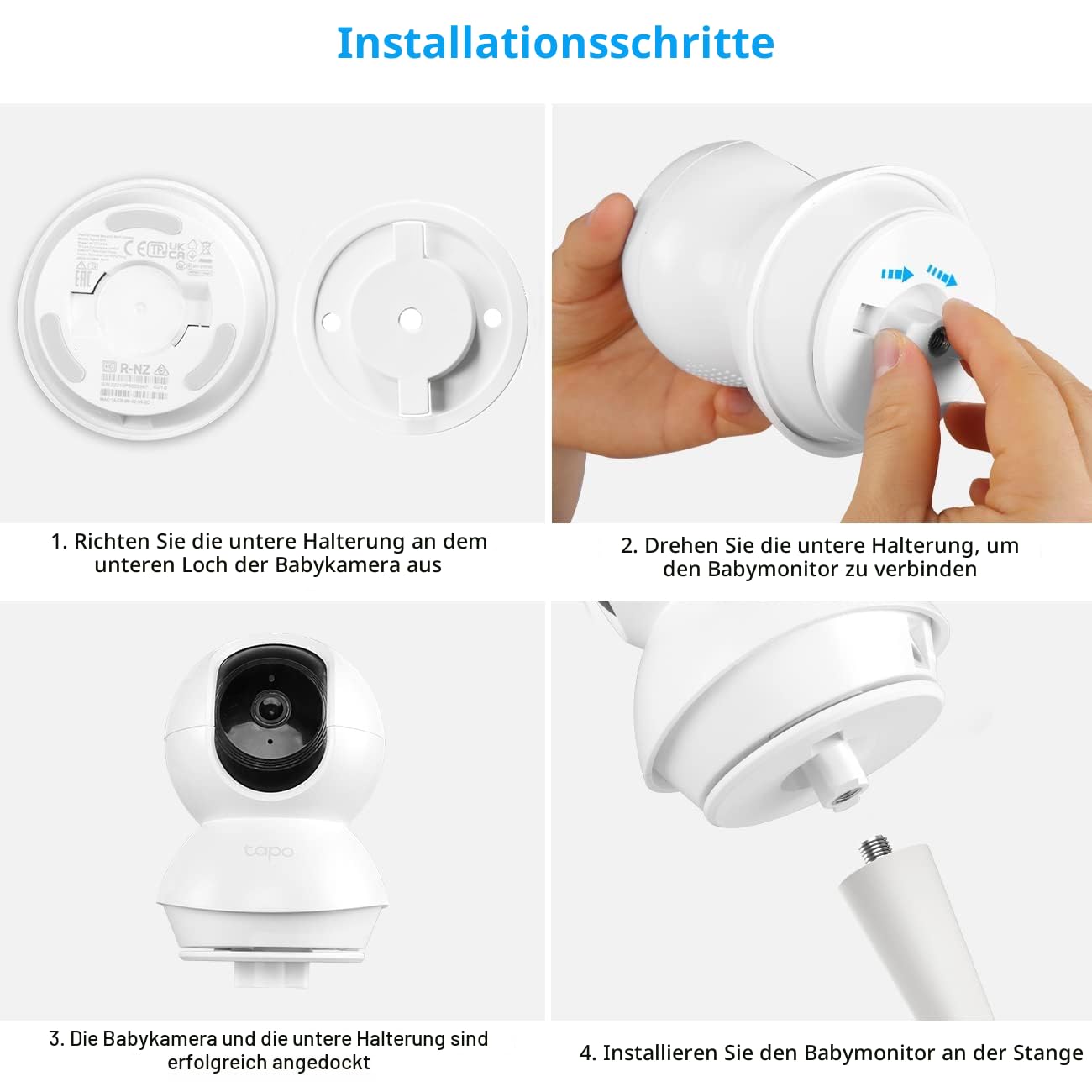 Baby-Monitor-Halterung kompatibel mit TP-Link Tapo Pan/Tilt C200/C210/C211/C212/C220/C225 Kamera Halterung für Flexible Sicherheitskamera