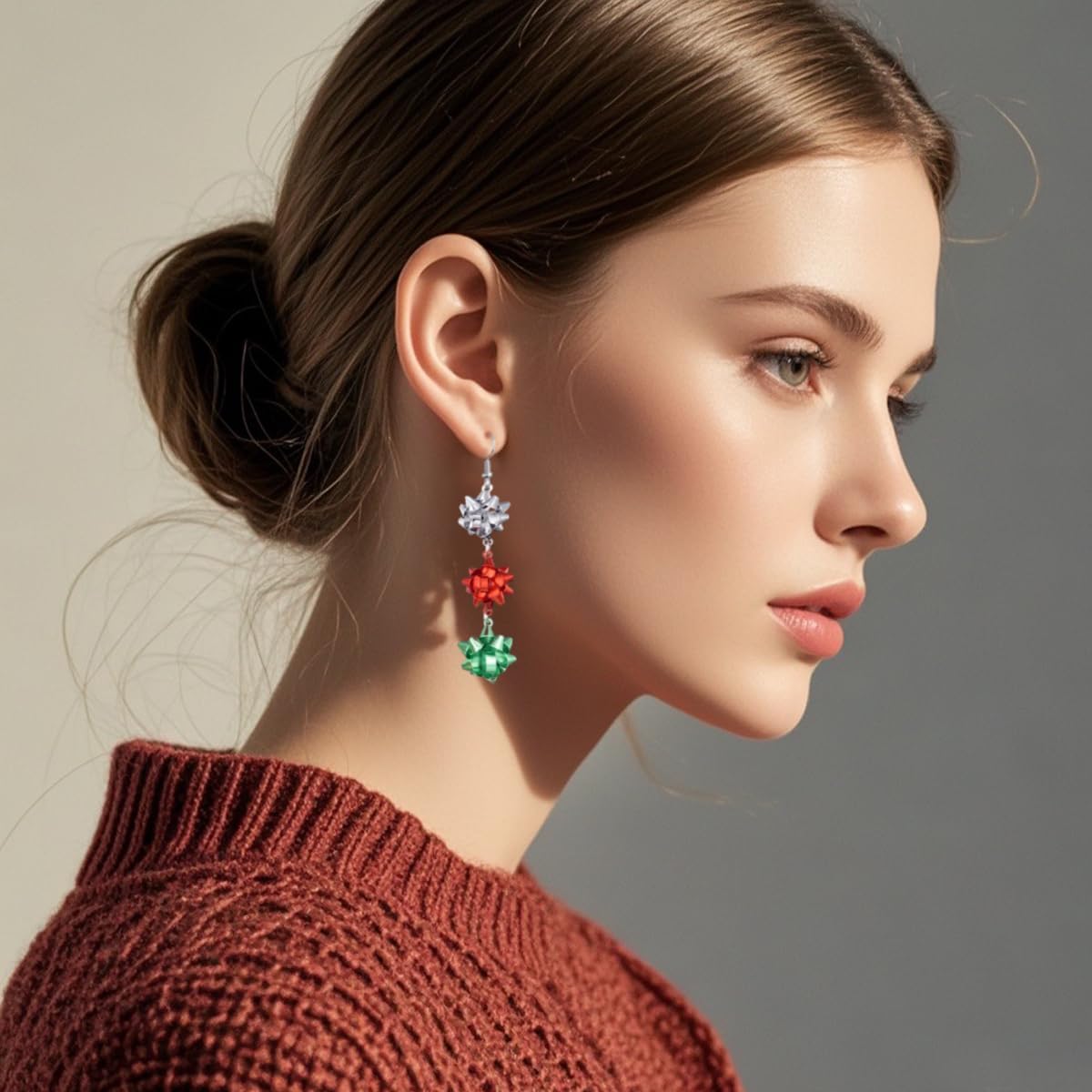 Christmas Earrings Merry Christmas Tree Bow Light Bulb Candy Cane Gingerbread Man Xmas Ornament Dangle Drop Earrings Holiday Festive Jewelry for Women - Image 4