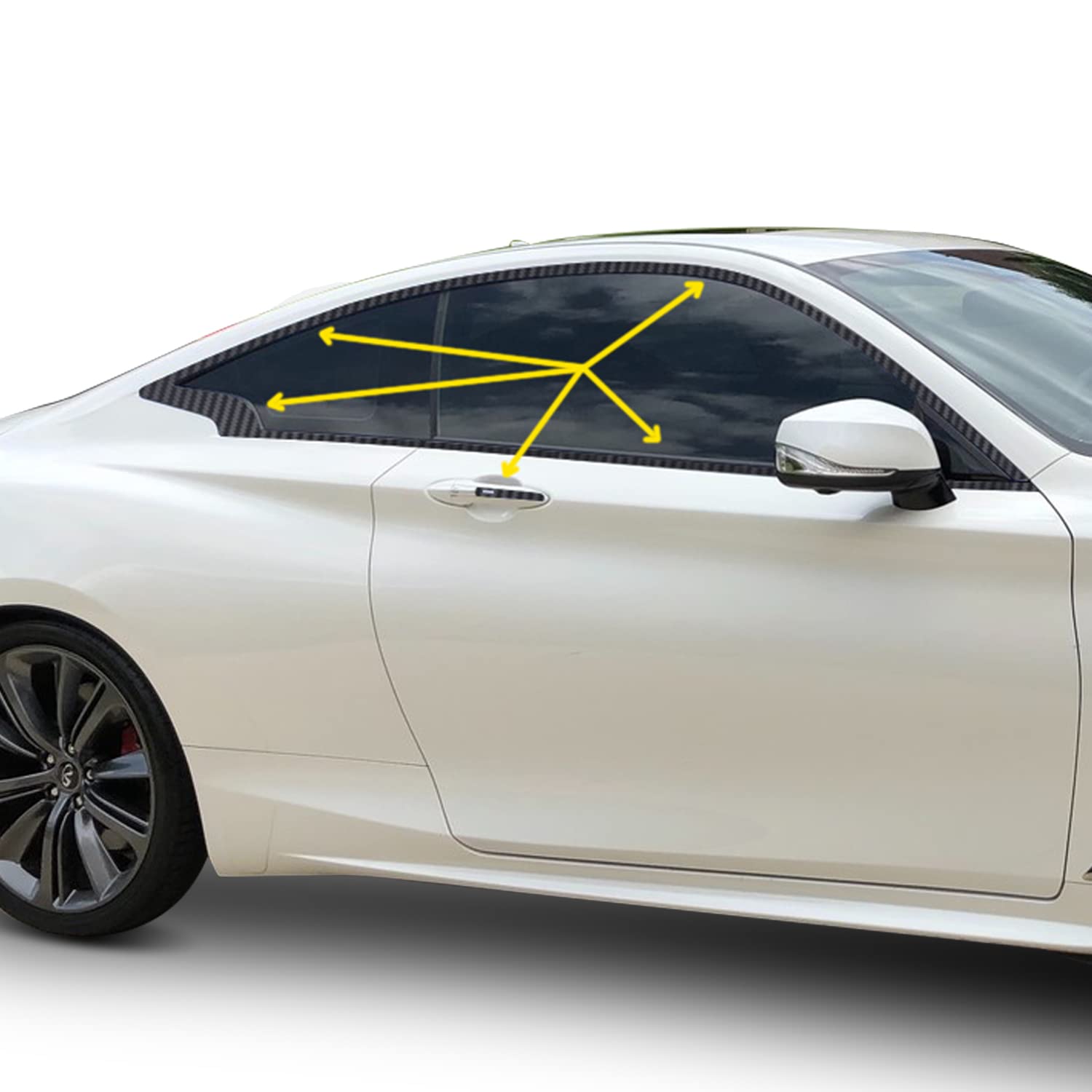Optix Window Trim Chrome Delete Blackout Precut Vinyl Wrap Overlay Kit Compatible with and Fits Infiniti Q60 Coupe 2017 2018 2019 - Carbon Fiber Black